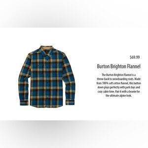 🔥2/$30🔥Burton Men's Brighton Flannel Down Shirt XL